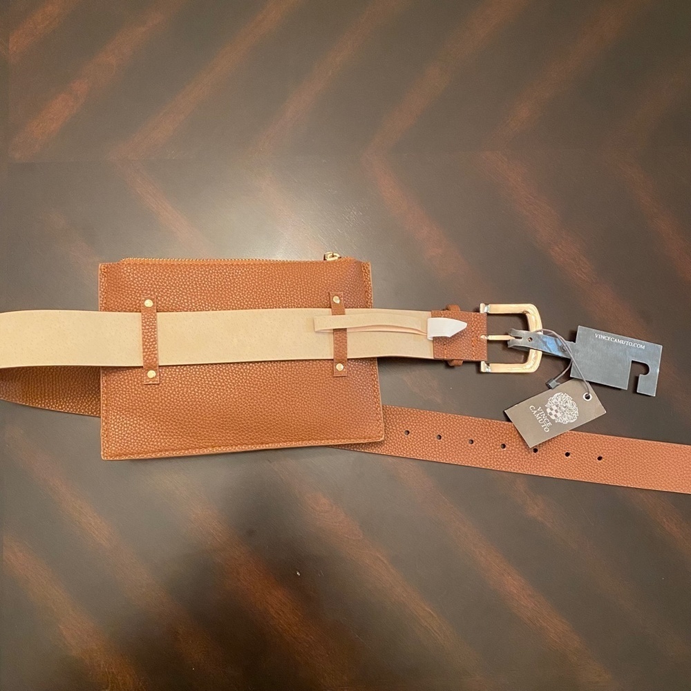 *VINCE CAMUTO* Cognac Double Pocket Belt Bag - Picture 8 of 9